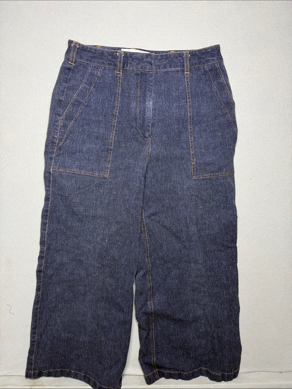PEARL by Lela rose high rise Wide Leg baggy Denim Jeans in Dark Blue